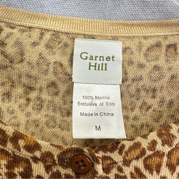 Garnet Hill merino wool leopard print 3/4 sleeve cardigan brown size medium - Picture 4 of 11